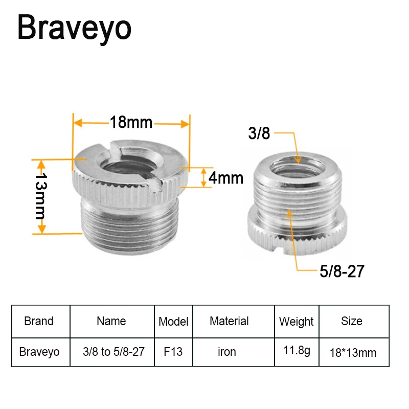 1/4 3/8 Inch to 5/8-27 Microphone Stand Conversion Screw Nut Accessories Shock Mount Cantilever Lever Fine Thread Screw