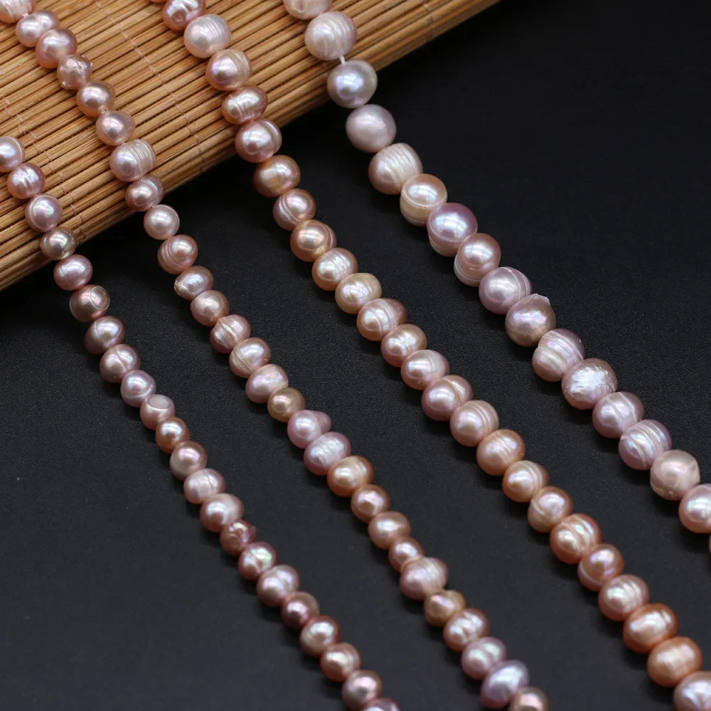 A 100% Natural Freshwater Pearl Purple Round Beaded for Jewelry Making Irregular Beads DIY Earring Bracelet Necklace Accessories