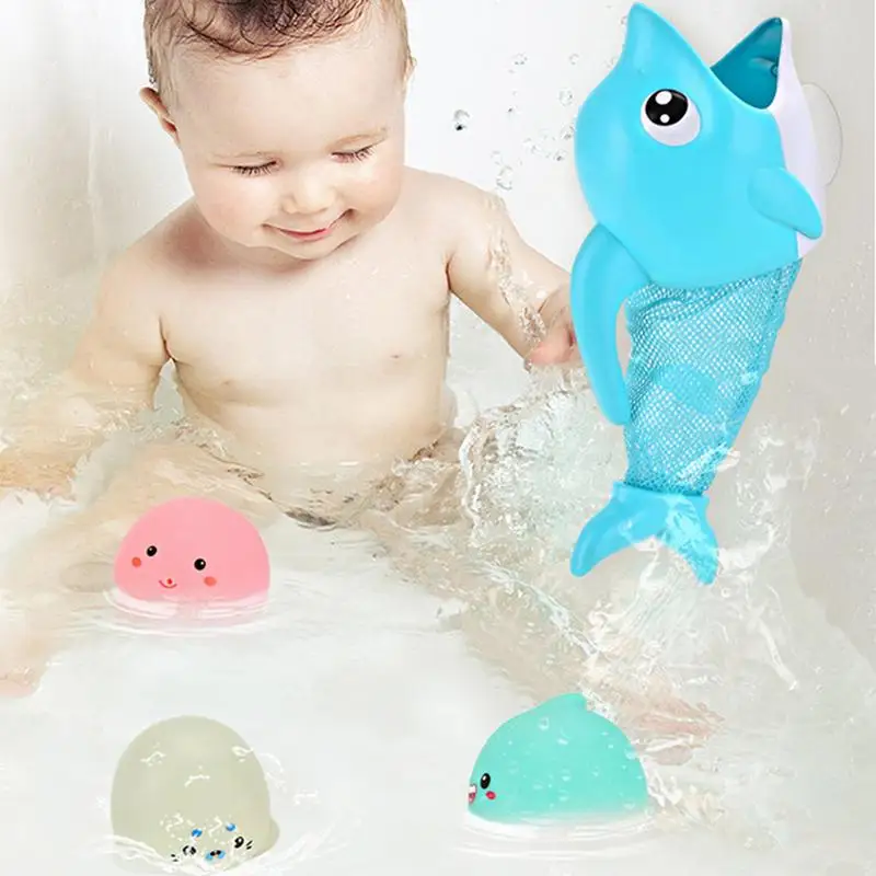 Bath Toys Playset Fish Figures Fishing Set For Bathing Toddler Dolphin Shaped Preschool Pool Interactive Toys For Boys Girls For