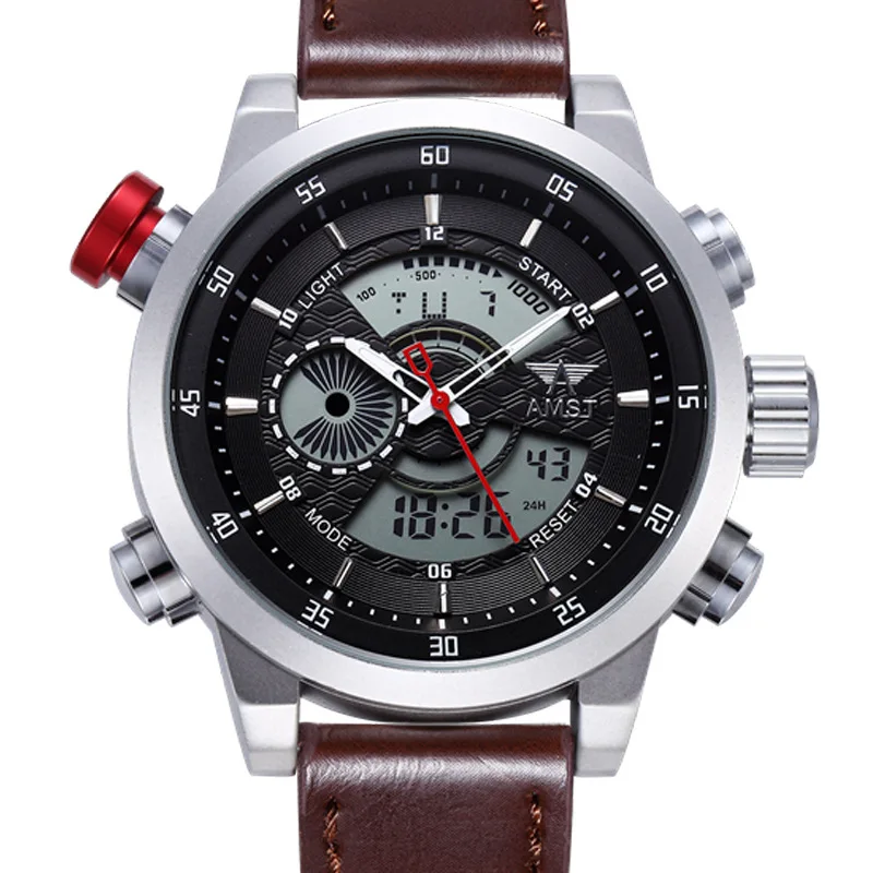 

Многофункциональные электронные кварцевые мужские часы AMST с водонепроницаемым корпусом, будильником и календарем для студентов и активного отдыха