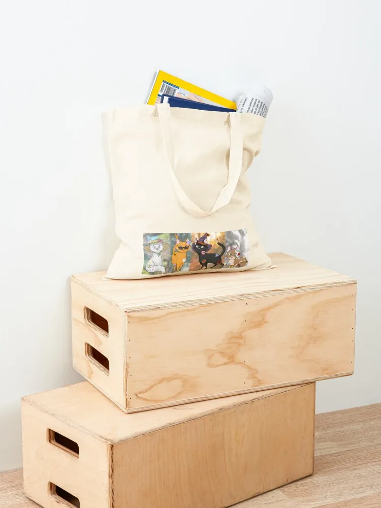 The cat's seasons (with background) Tote Bag cloth bag woman the custom canvas