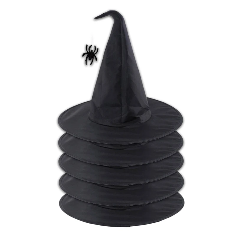 Cool Witch Hat with Spiders Charm for Women Men Teenagers for Halloween Party Spiders Dark Wizard Cosplay