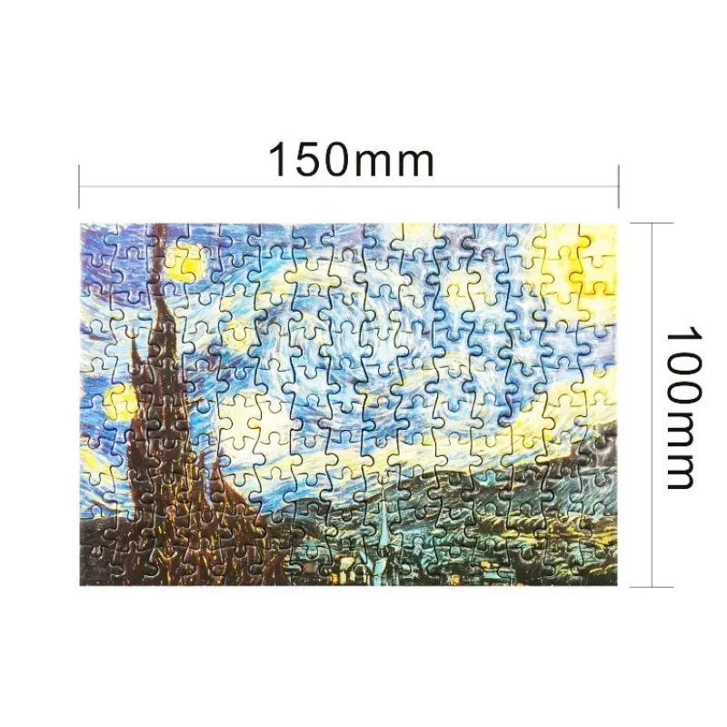 Puzzle en papier avec cadre, 15x10cm, 150 pièces, peinture à l'huile Van Gogh, soulagement du Stress, jouets de divertissement éducatif, noël