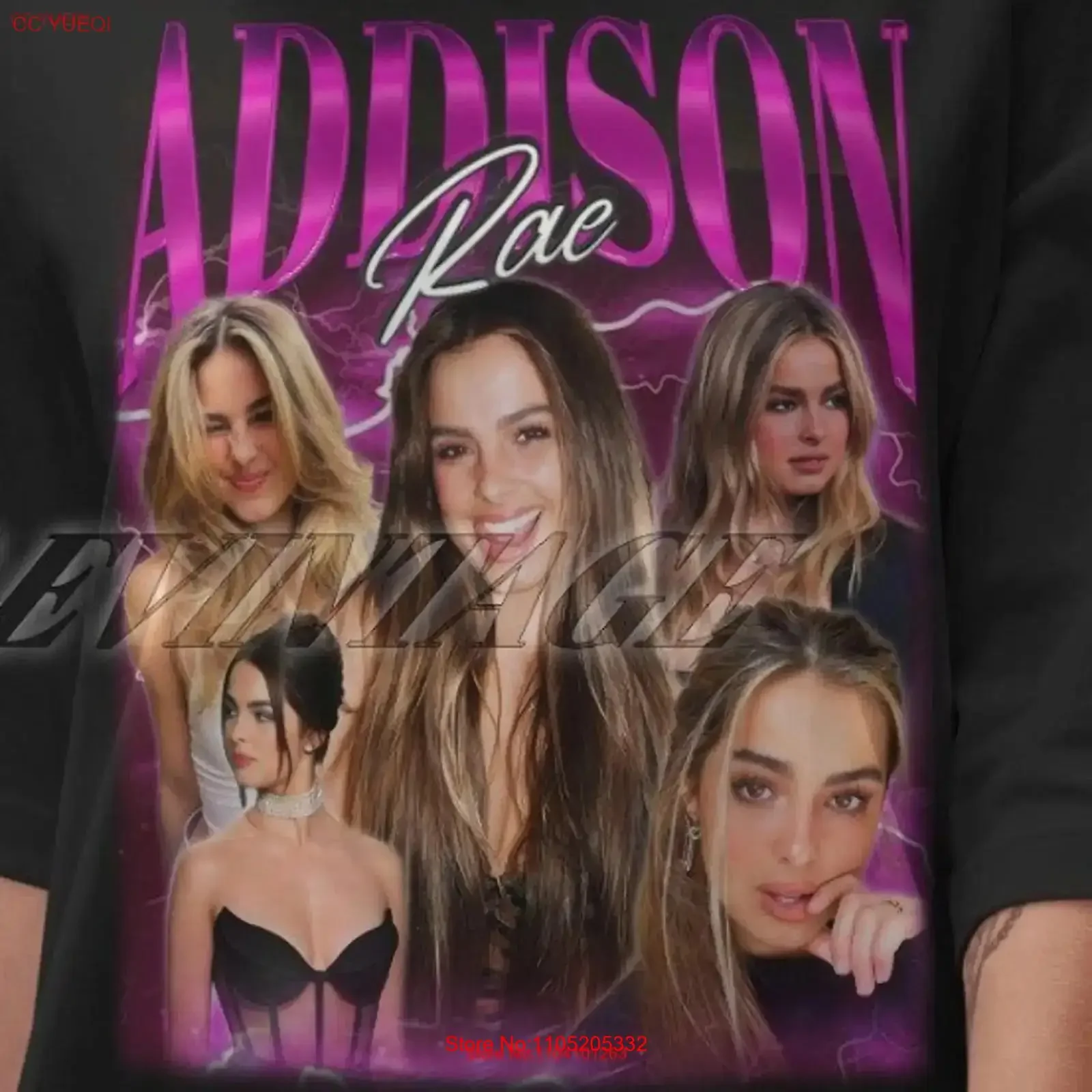 Addison Rae Vintage Retro T Shirt Influencer Fan Merch Dance Hip Hop vintage Washed homme Slightly Casual Versatile fashion