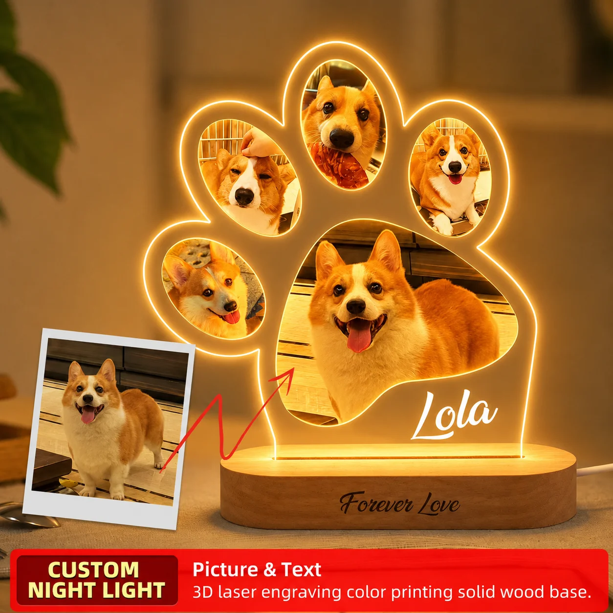 Personalized Custom Pet Memorial Night Light Dog Cat Photo LED Acrylic Lamp Pet Loss Gift Remembrance Plaque Decor Dropshipping