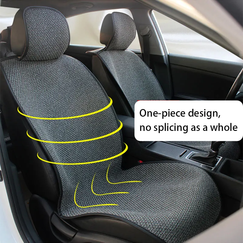 SEAMETAL Flax Car Seat Cover Breathable Sweatproof Linen Car Seat Cushion with Backrest Pad 4-Season Universal for 98% Vehicles