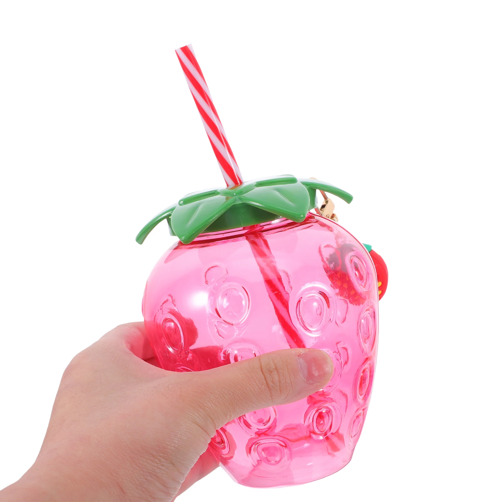 

3 Sets Strawberry Drinking Cute Plastic Fruit Cups with Lids Compact Portable Clear Cups for Juice Milk Tea Party Beverages Gift