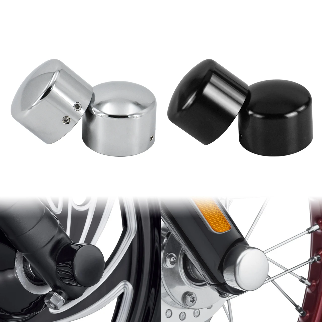 Black/Chrome Front Axle Cap Nut Covers Fits For Harley For Softail For Dyna For Street For Road Glide