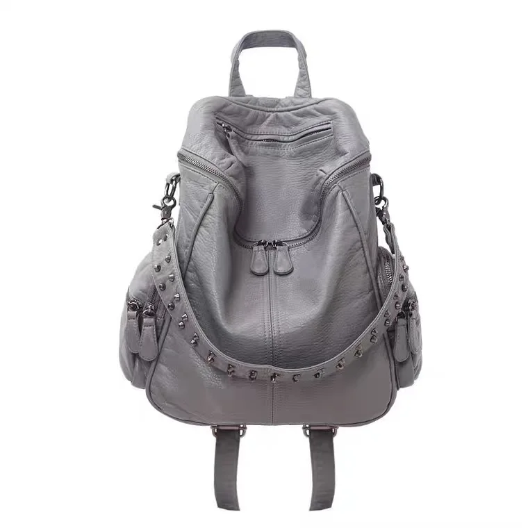 Hong Kong 2025 Nuova borsa a doppia spalla in pelle coreana Sle Rivet Bapa Borsa da viaggio di fascia alta da donna in nylon morbido Li...