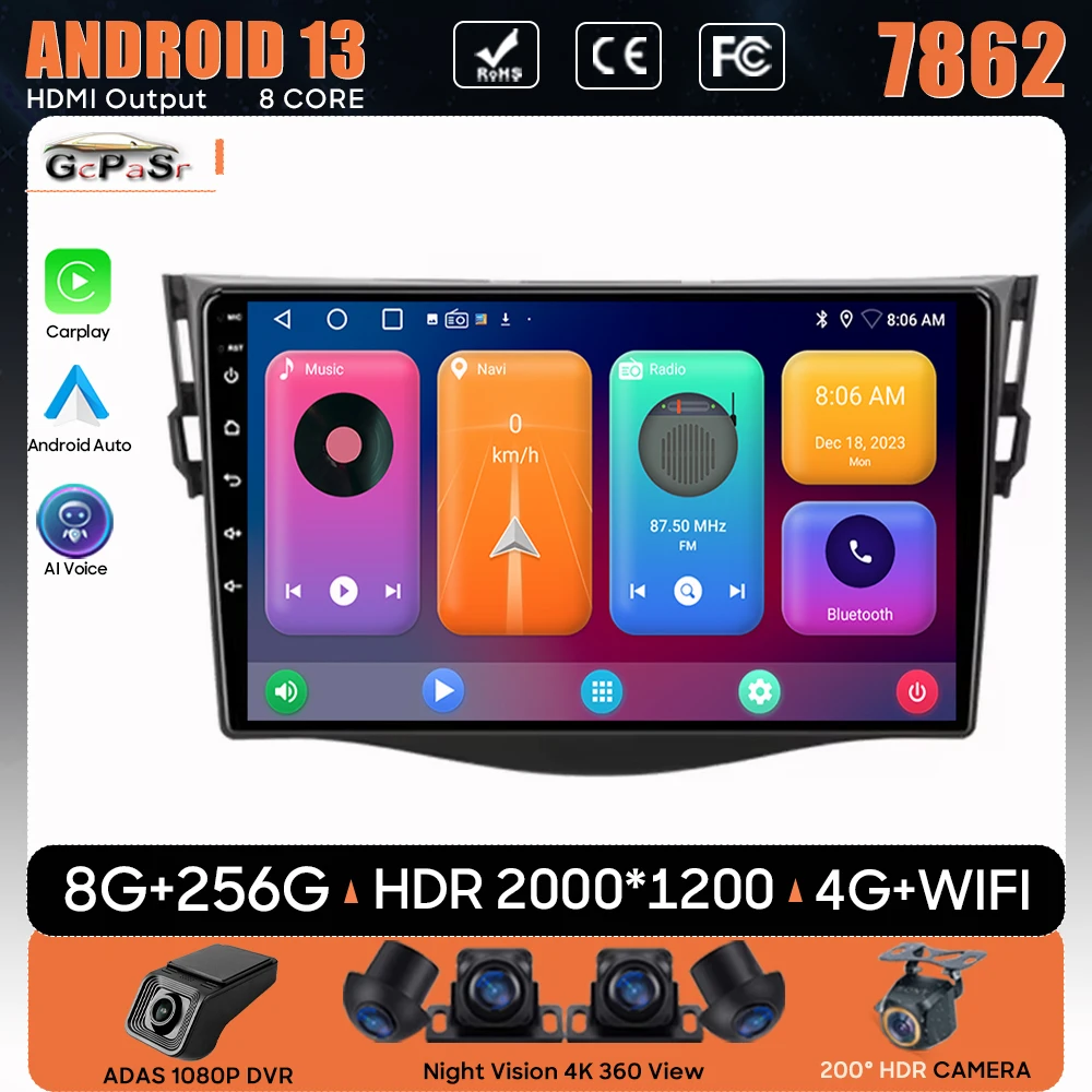 

Car Radio Android 13 For Toyota RAV4 Rav 4 2005-2013 Navigation GPS Android Auto Carplay Multimedia Player Video WiFi 4G No 2din