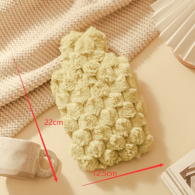 Bolsa de agua caliente llena de agua de 2L con tapa, bolso grande de felpa bonito y cálido, compresa para mujer, para estómago, cuello, cama, manos cálidas, tesoro