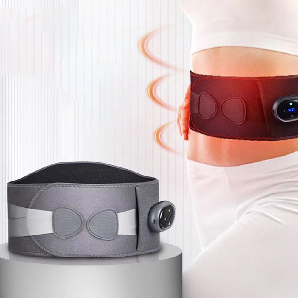 

Heating Vibration Massager Belt, Red Light Hot Compress Waist Support Brace Waist Back Massage Lumbar Support Belt Health Care