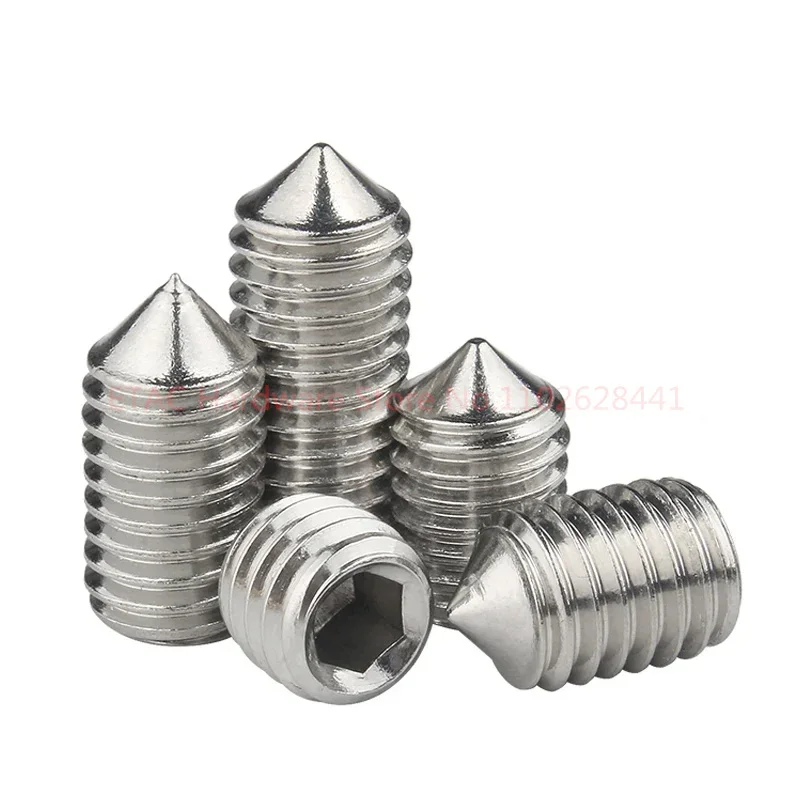 DIN914 GB78 304 الفولاذ المقاوم للصدأ M2 M2.5 M3 M4 M5 M6 M8 M10 M12 عرافة مسدس المقبس وأشار مجموعة المسمار مخروط نقطة اليرقة المسمار كيمي #2