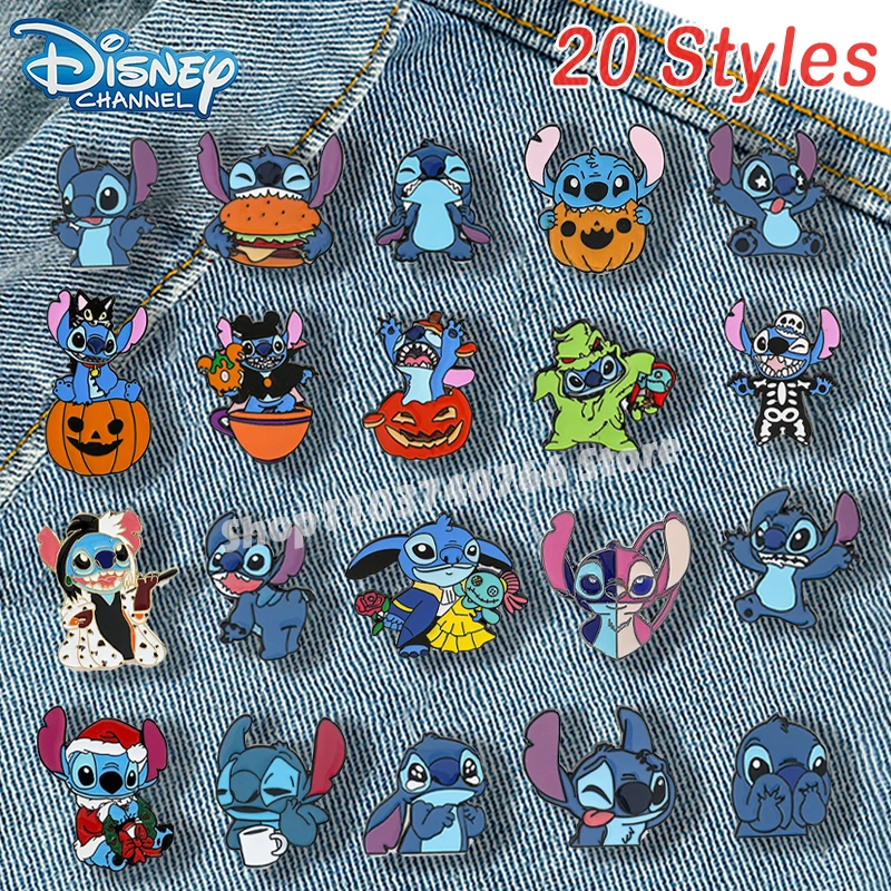 

20 Styles Disney Stitch Enamel Pins Cartoon Cute Metal Brooches Fashion Backpack Pin Accessories for Women Man Jewelry Gift