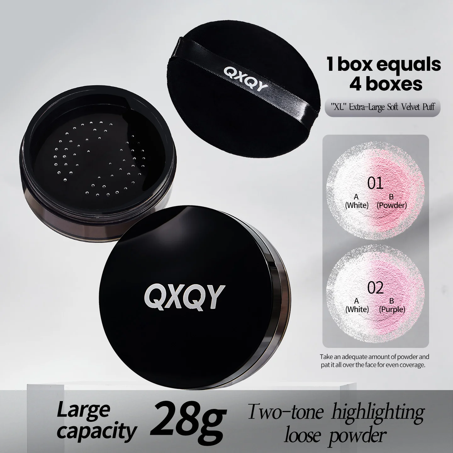 Two-Tone Loose Powder 1S Matte Soft-Focus Makeup Effect Silky Velvet Texture Large Capacity 28g Makeup Setting Powder