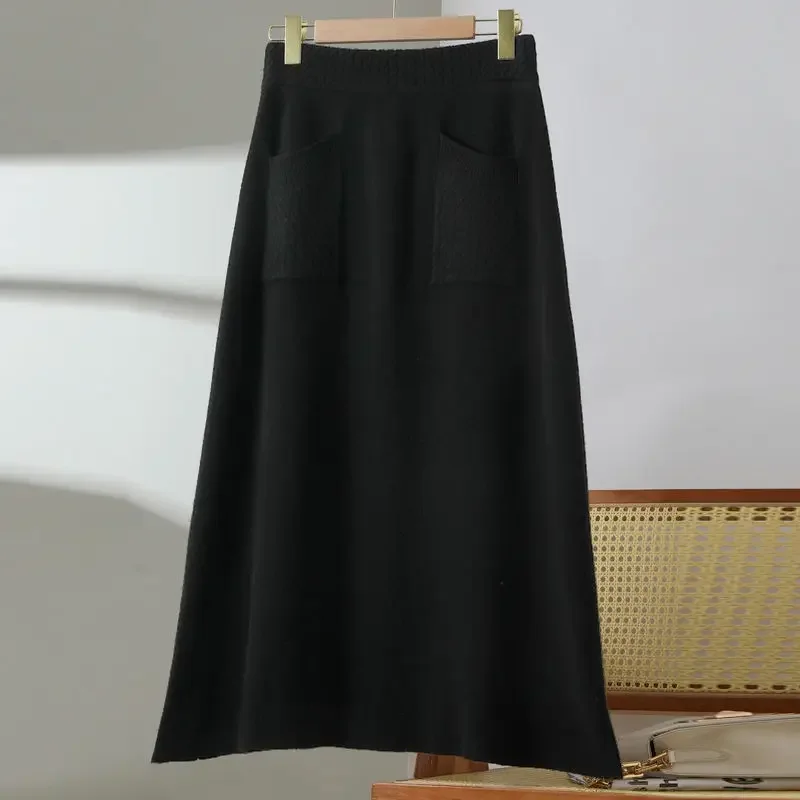 

2024 Fashion New Women's Knitted Long Skirt Autumn and Winter Leisure Long Skirt Women's Clothing One Piece Replacement P648