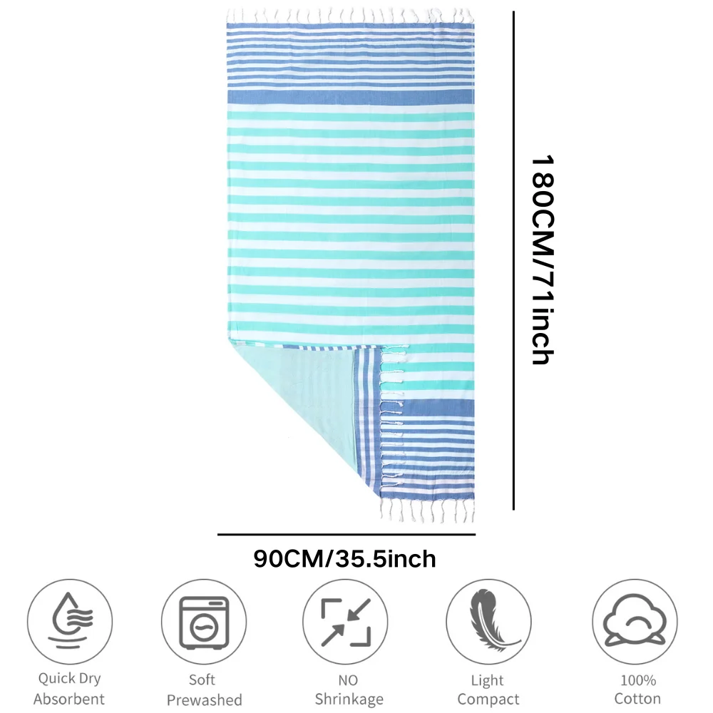 Telo mare in nappa turca 100% cotone doppio strato addensato, morbido e sabbiato leggero, adatto per viaggi all\'aperto