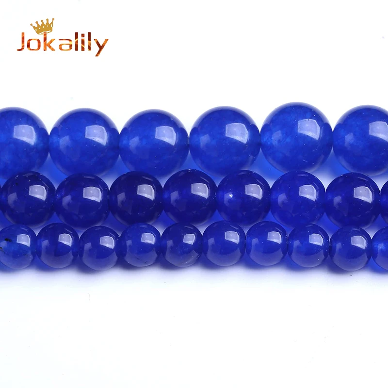 7A Natural Lapis Blue Chalcedony Beads For Jewelry Making Round Loose Stone Beads DIY Bracelets Necklaces 4 6 8 10 12mm 15