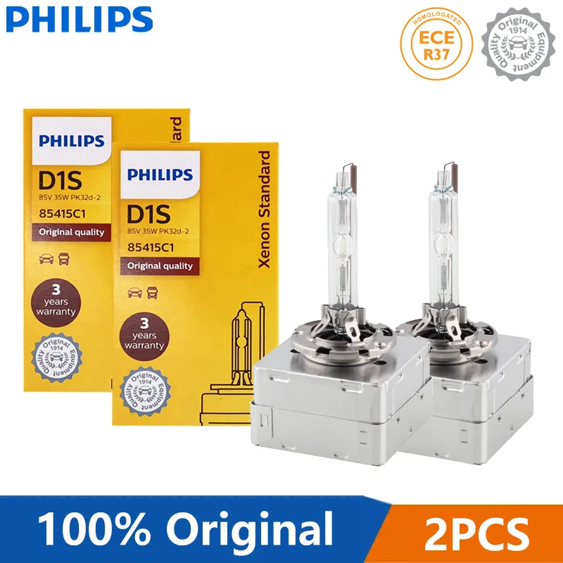 2X Philips HID D1S 35W Xenon Standard Bulbs 4200K White Auto Lamps Original Car Headlight Germany Quality D1 ECE 85415C1, Pair