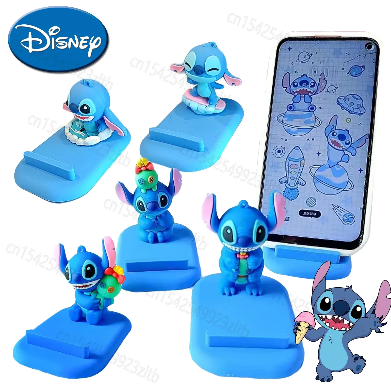 

Disney Stitch Mobile Phone Holder Anime Figure Modeling Flat IPad mobile Lazy Holder Portable Foldable Holder Car Decorations
