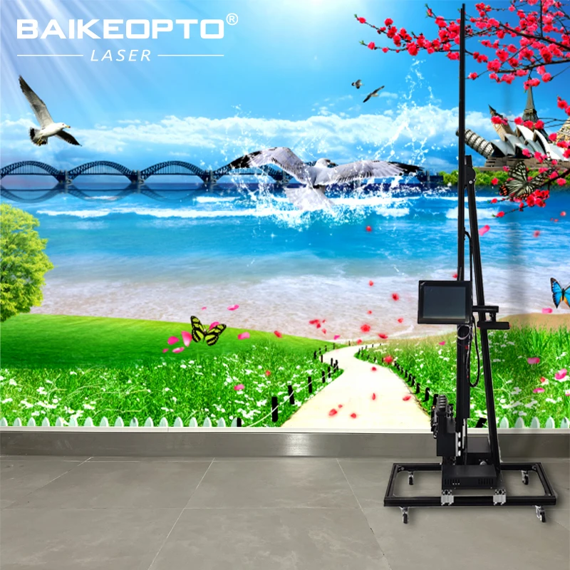 3D Wall Printing Machine Printer Print on Wall Wallpaper pvc Plastic UV Ink DX7 DX10 Rail And Portable Style