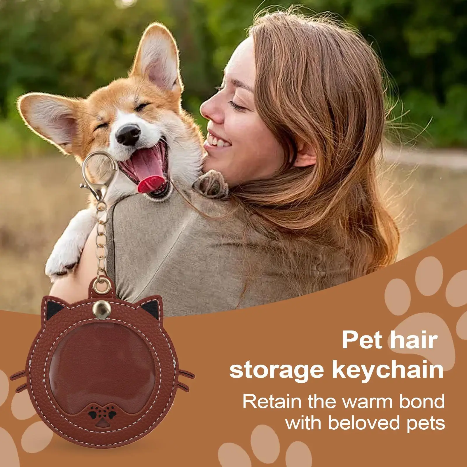 

Dog Hair Key Chain Kitten Face Shaped Dog Hair Holder Keychain Memorial Photo Storage Key Ring For Backpack Wallet School Bag