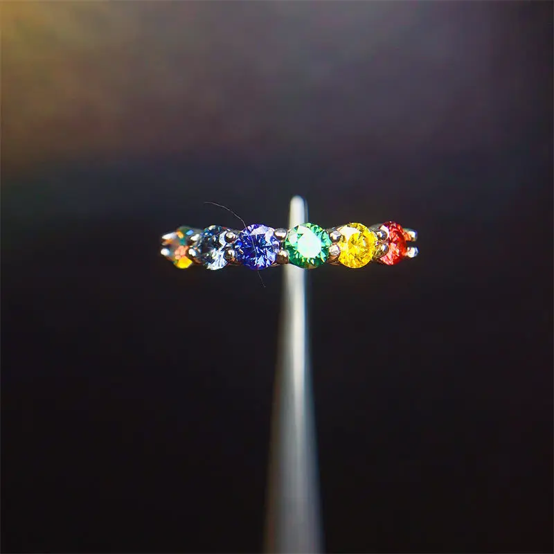 Engagement Rings for Women Rings 3mm 6pcs Moissanite Ring  925 Sterling Silver Band Ring for Daily Wear