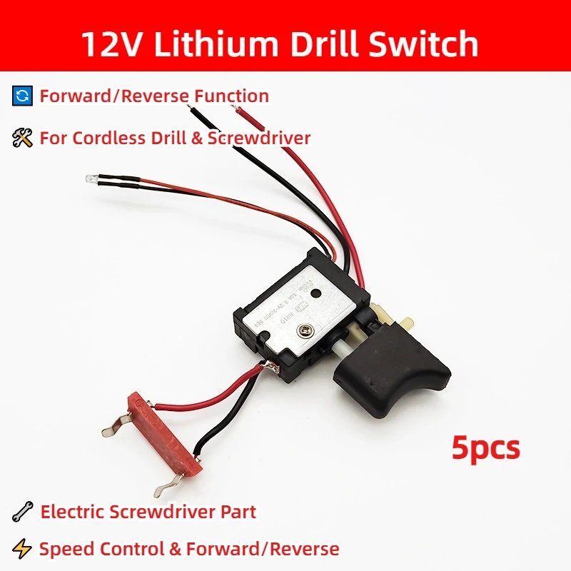 

12V Lithium Drill Switch - Speed Control Forward/Reverse for Cordless Drill Electric Screwdriver