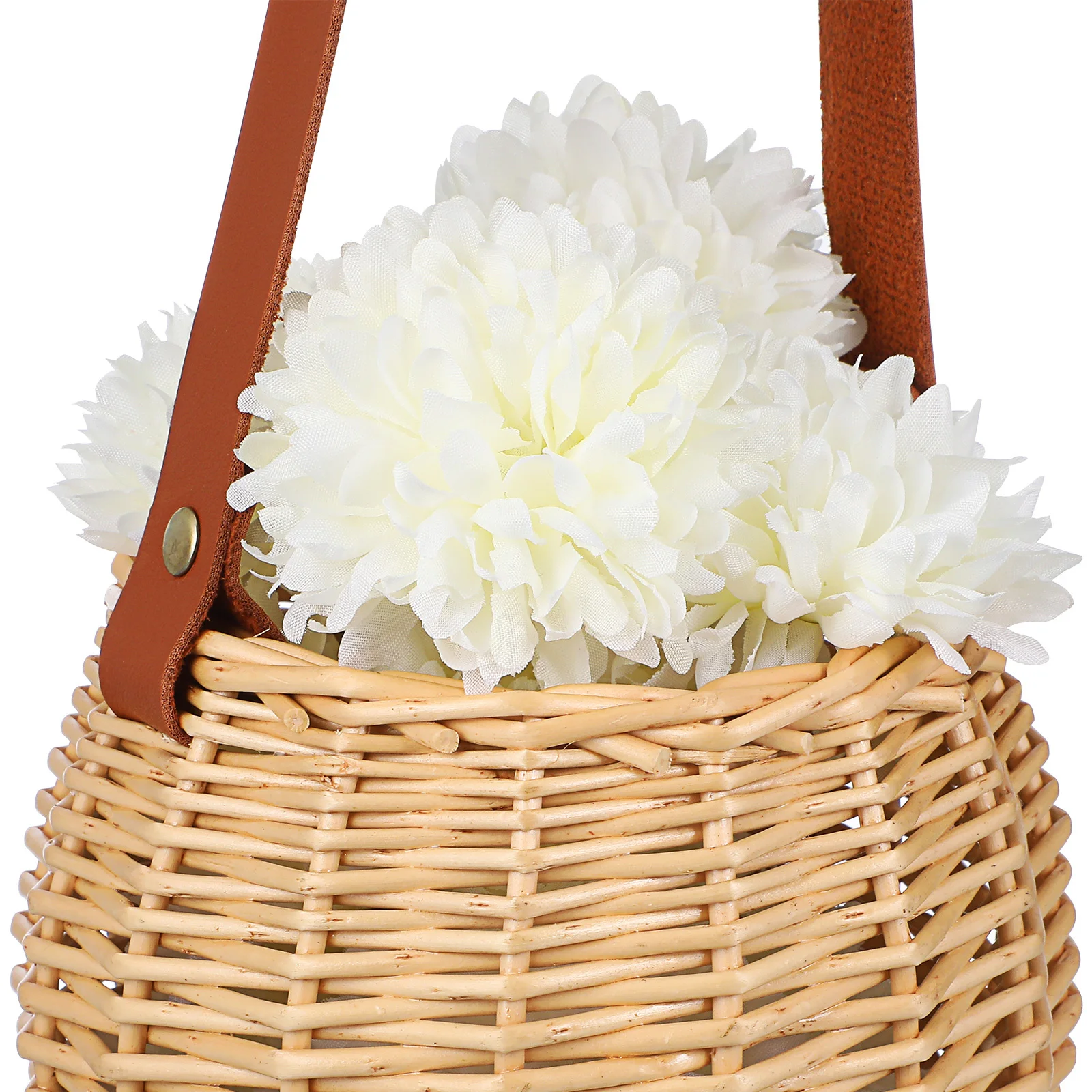 

Flower Wedding Basket Woven Rattan Wicker Flower Holder with Handle Decorative Storage Picnic Camp Basket