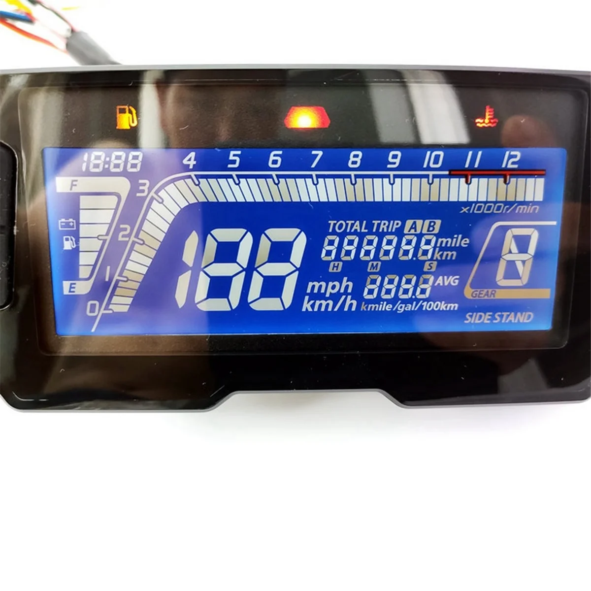 LED 12000RPM 6 Gear Universal Motorcycle LCD Digital Speedometer Backlight Odometer 2 4 Cylinders Meter Without Wire