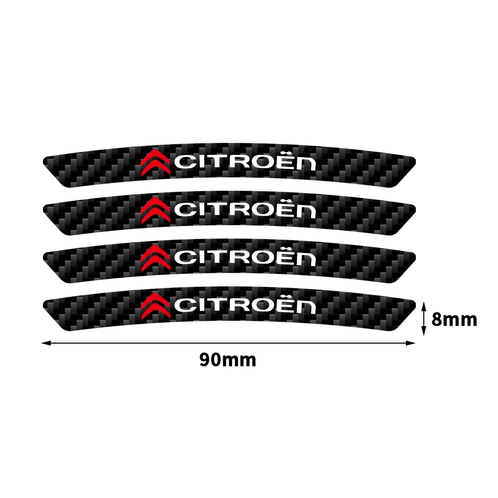 4pcs Carbon Fibre Car Wheels Rims Decor Decals Stickers For Citroen C1 C2 C3 C4 C5 C6 C8 C4L DS3 DS4 DS5 Auto Wheel Accessories - view 2