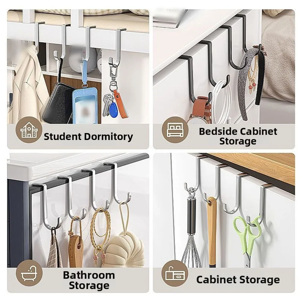 2 x Heavy Duty Over The Door Hooks Stainless Steel - U Shaped Dual End Design Fits Doors 1 1/2 Inch and 1 7/8 Inch Thick