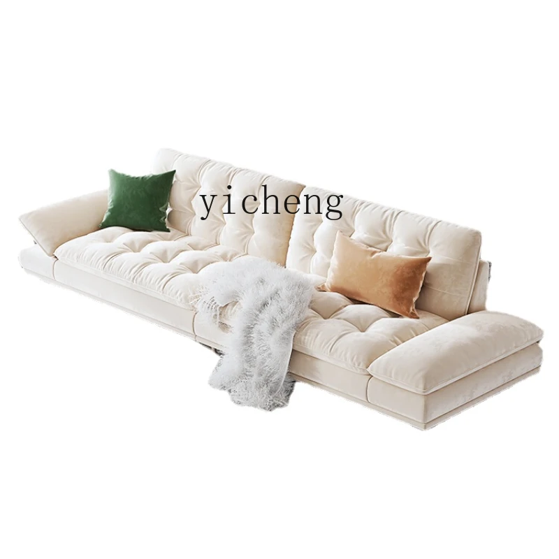 Zc Cloud Technology Cloth Sofa Cream Style Living Room Modern Simple Small Apartment Straight down Sofa