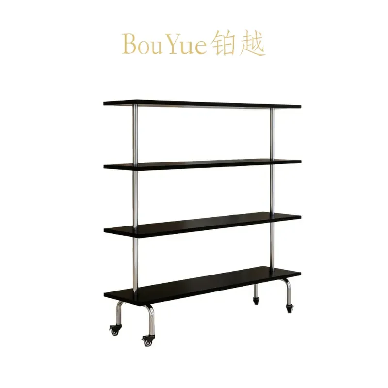 Brushed Silver Stainless Steel Clothing Rack Floor Standing Display Stand for Women Apparel Bags Shoes Retail Store Fixture