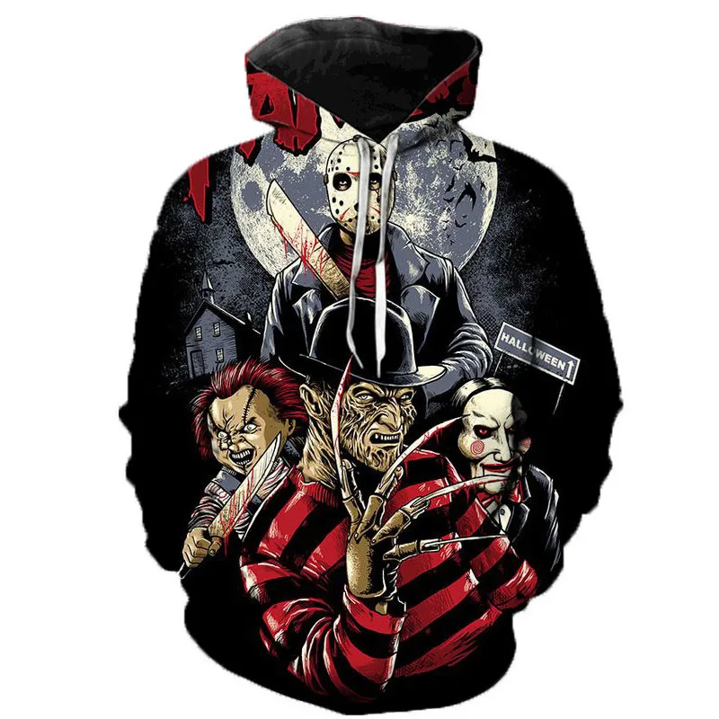 Newest Fashion Horror Movie Men Women Cool Hoodie Sweatshirts Halloween Michael Myers 3D Printed Pullover Oversized Tracksuit