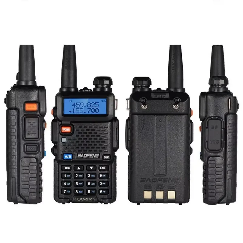 BOLRZO  UV-5R walkie-talkie 5W 1800mAh battery dual band handheld two-way radio FM amateur radio
