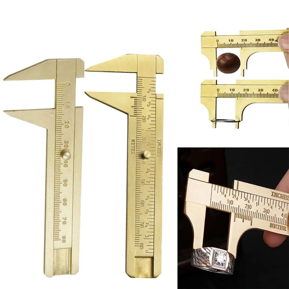 Portable Sliding Vernier Caliper Retro Vernier Caliper 0-80mm Brass Ruler Sliding Gauge Brass Vernier Caliper Ruler
