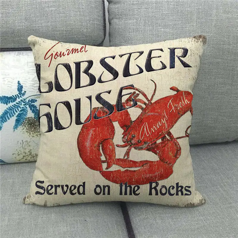 Cartoon Lobster and Crab Promotion Poster Digital printing short plush pillow covers for sofa office cushion cover home goods
