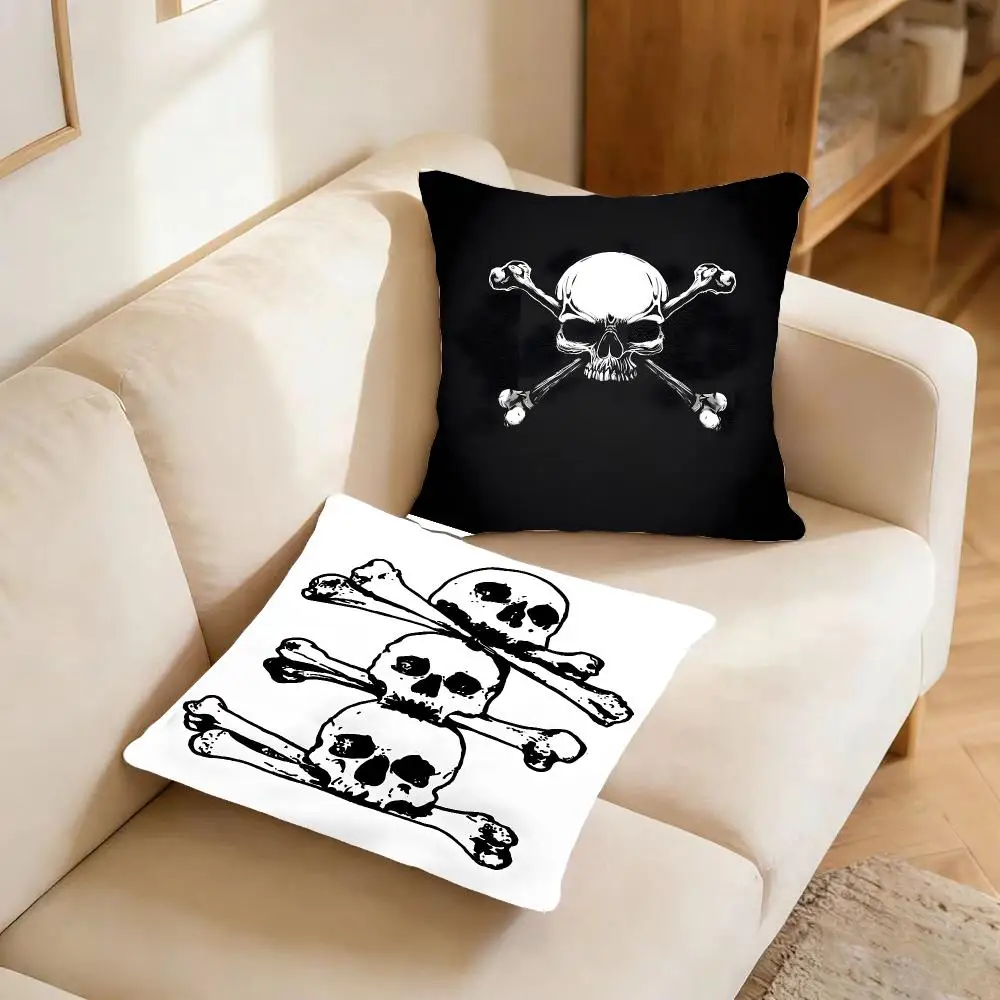 Symbol Pirate Jolly Roger Cushion Cover Warm coral fleece Cute kawaii plush Kawaii mascot throw