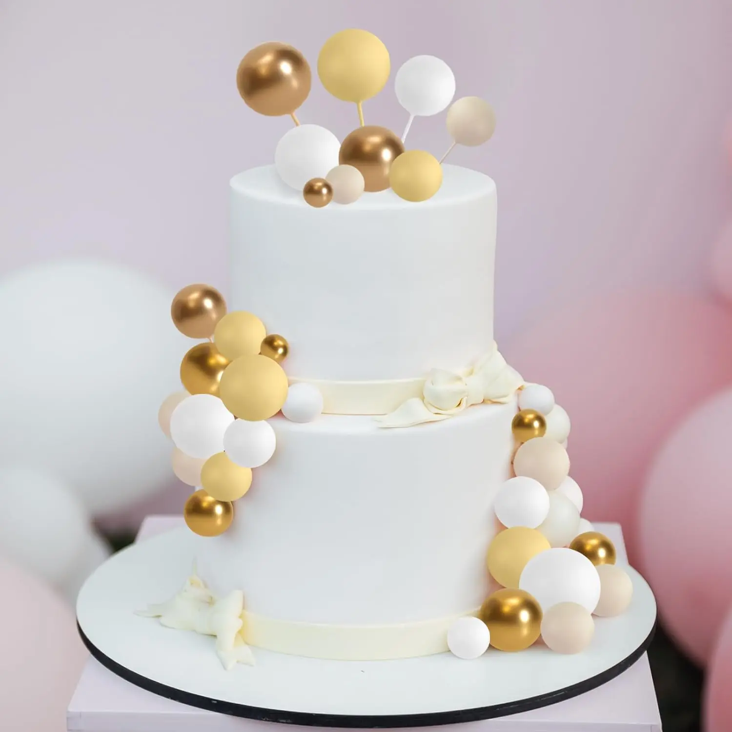32 Stück Weihnachtskugel-Kuchenaufsatz, Dekorationen, Schaumstoffkugeln, Kuchenaufsatz, Kugeln, Kuchendekorationen für Hochzeit, Party, Geburtstag – Detail 26