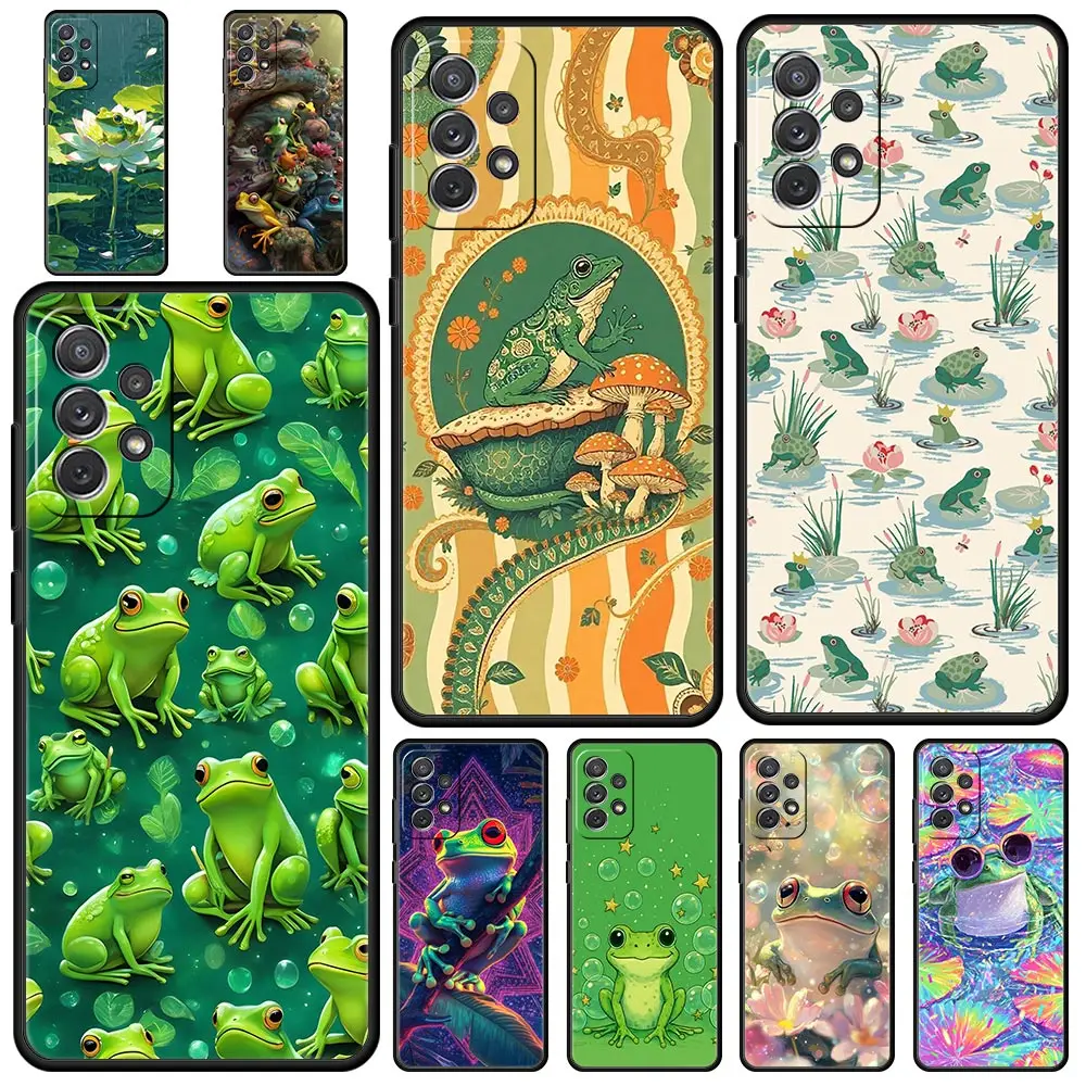 Чехол для телефона Samsung Galaxy A55 A35 A17 A15 A14 A23 A25 A53 A54 A73 A32 A52 A52S A05 5G, мягкий чехол из ТПУ с реалистичным принтом лягушки Чехол для телефона Samsung Galaxy A55 A35 A17 A15 A14 A23 A25 A53 A54 A73 A32 A52 A52S A05 5G, мягкий чехол из ТПУ с реалистичным принтом лягушки
