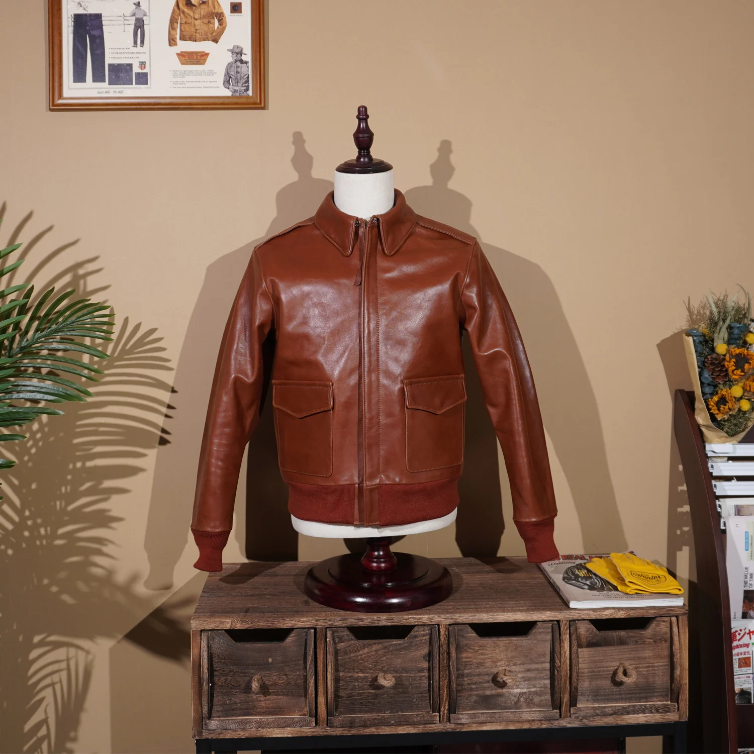 

New Spot Eastman Edition 16159 Grade A Oil Wax Horse Leather A2 Flight Suit Jacket Leather Jacket American Retro Men