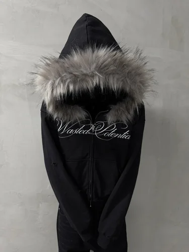 Imagen 1 del producto Y2K-sudaderas con capucha de lana Vintage para hombre y mujer, abrigos de manga larga con estampado de letras Harajuku Hip Hop, sudadera de moda con capucha, ropa de calle