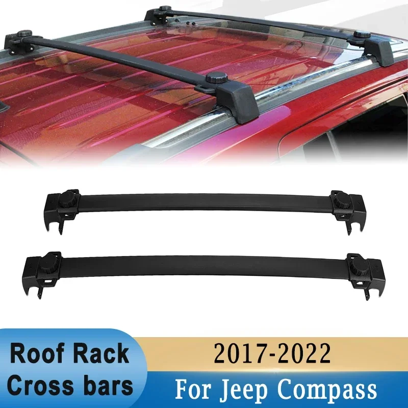 2Pcs Roof Rack Cross Bar for Jeep Compass 2017-2022 Aluminium Alloy Luggage Carrier Kayak Bike Canoes Rooftop Cross Bars Holder