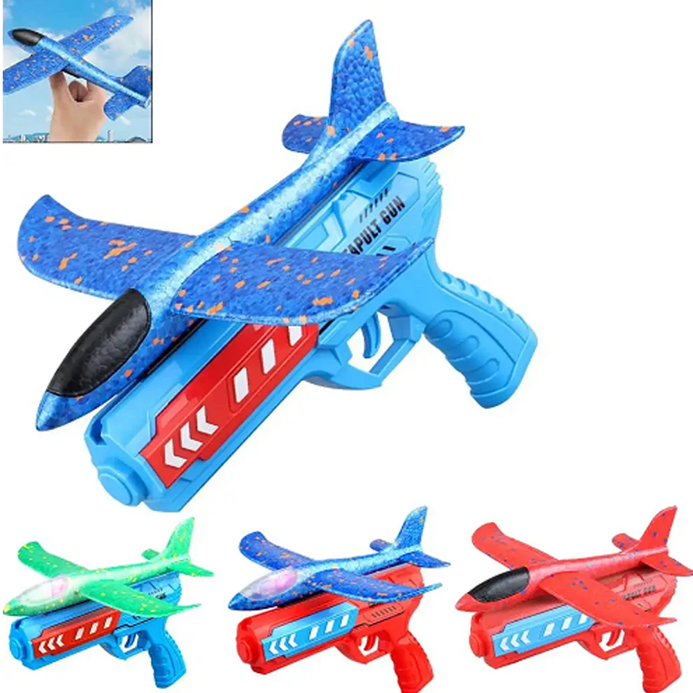 Kids Catapult Plane Toys Gun-style Launching Aircraft Gunner Throwing Aircraft Outdoor Toys for Boys Girls Birthday Xmas Gifts