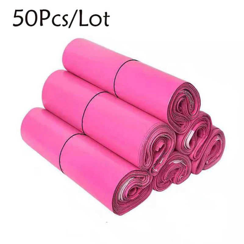 

50Pcs/Lots PE Plastic Self-Seal Mailbag Light Pink Poly Envelope Waterproof Postal Courier Bags Delivery Package Packaging