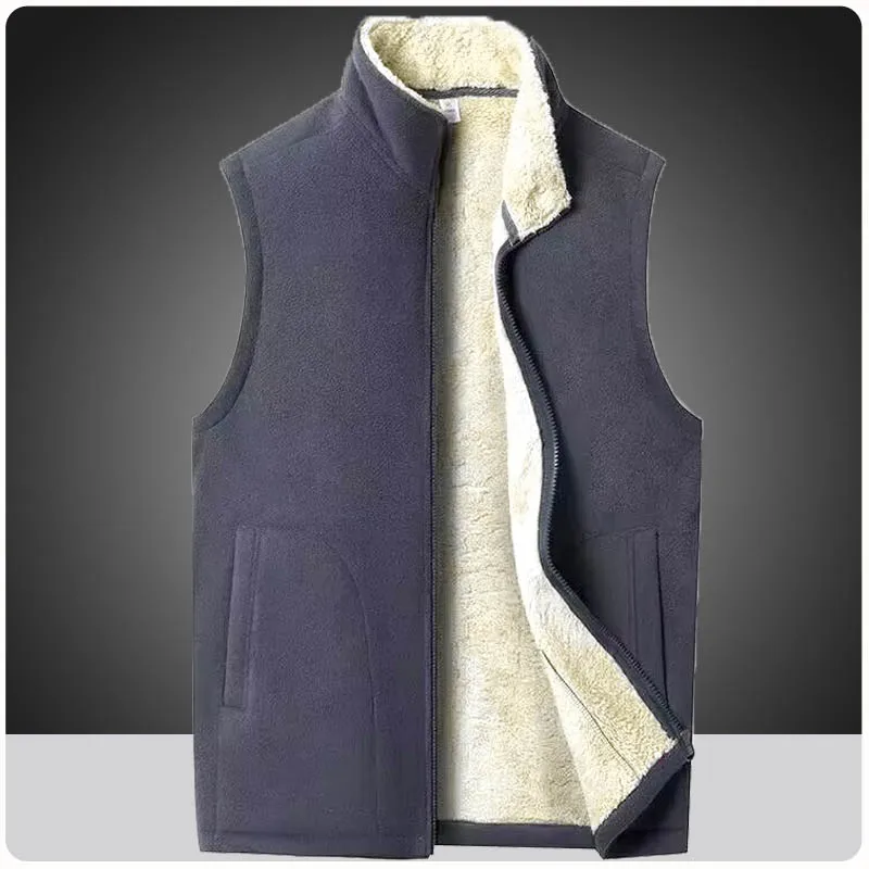 

Мужской походный жилет, зимний мужской утепленный флисовый жилет с воротником-стойкой, мягкий ветрозащитный уличный теплый повседневный жилет для кемпинга