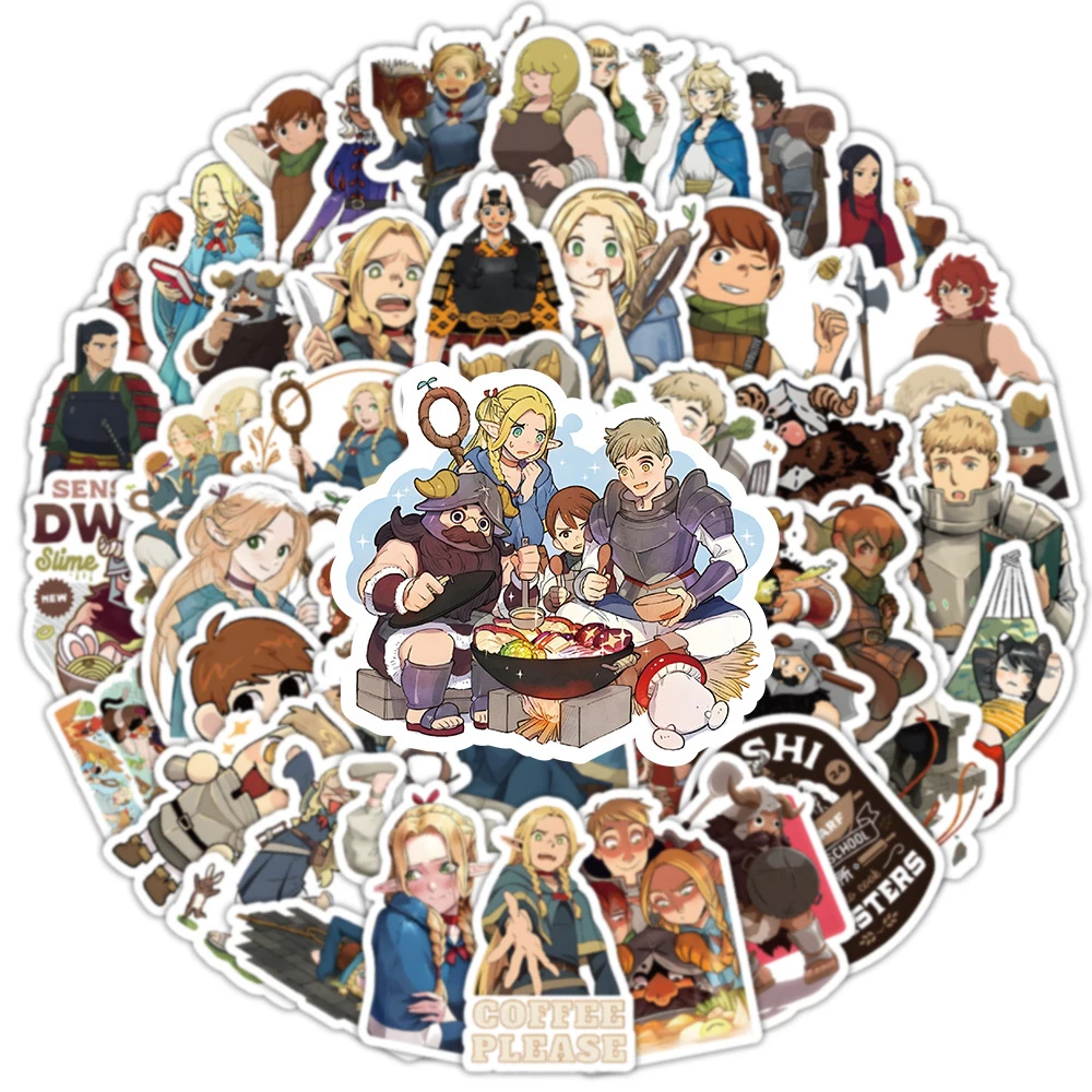 10/30/50pcs Delicious In Dungeon Anime Stickers Marcel Laios Kadru Meshi Decals Skateboard Laptop Car Cartoon Sticker Kids Toys