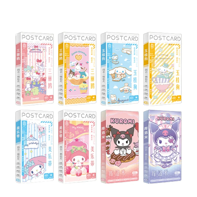 Sanrio Postcard Around Cinnamoroll Pochacco Melody Kuromi Same Hand-Drawn Card Stand-Up Card Lovely Blessing Card Kids Gifts