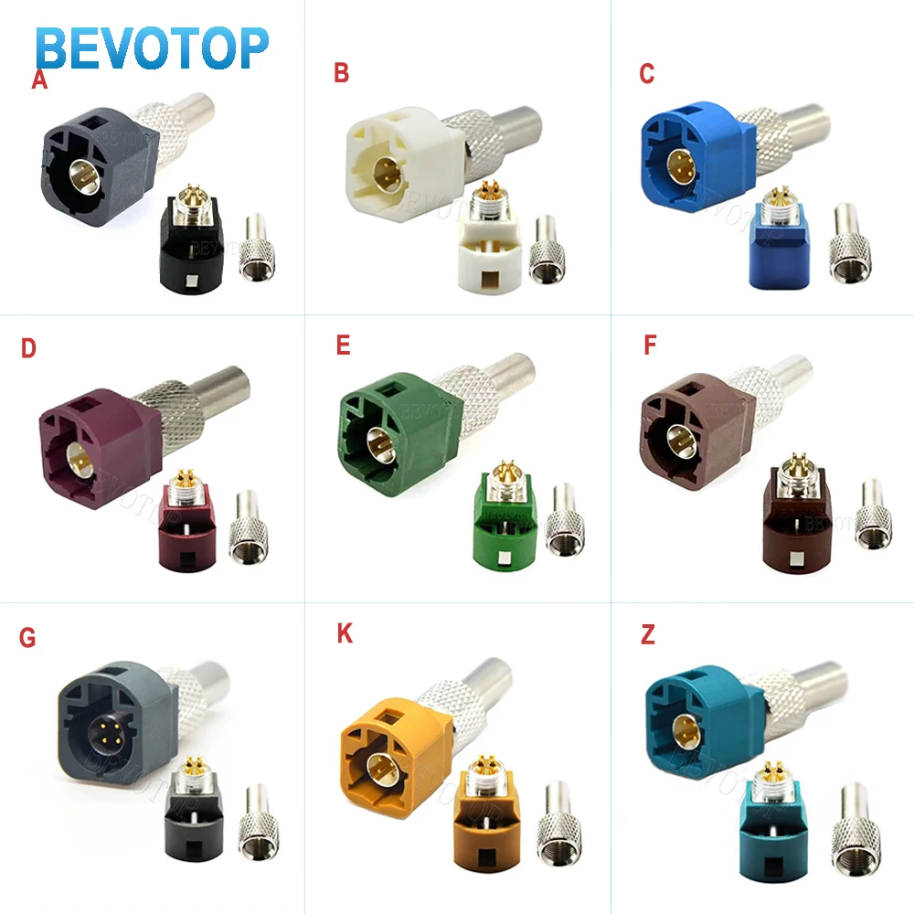 10PCS HSD LVDS 4 Pin Code B/C/D/G/J/K/Z Connector Straight Male Plug Crimp for Dacar 535 4 Core Coaxial Cable Car Reversing LVDS